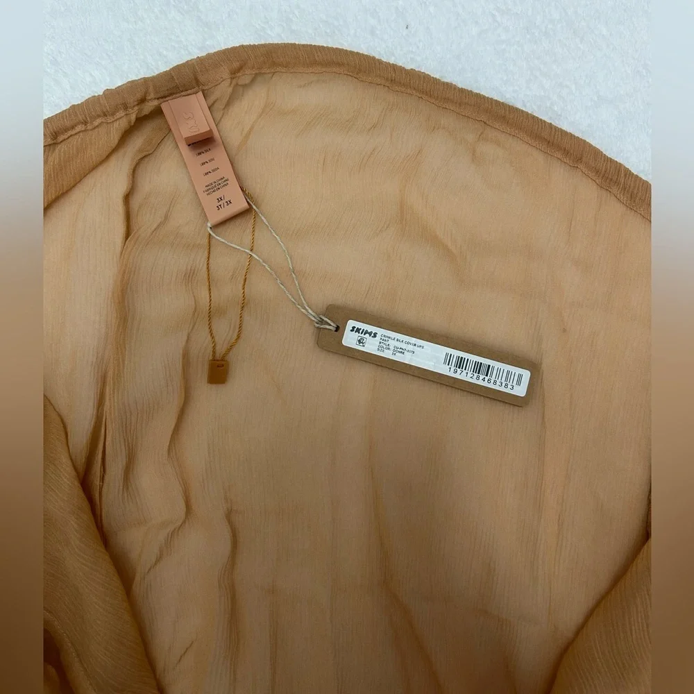 SKIMS 3X Swimwear Crinkle Silk Coverup Pants in Almond Color Sheer Pullon lounge